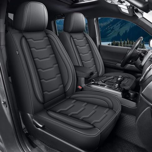 Trucks Seat Covers Fit for Toyota Tacoma 2024 2025 2026 Leather Car Seat Covers for Pick-up Double Cab SR,SR5,TRD Sport,TRD Off-Road,Fully Covered Car Seat Protector (Black,5 Full Set) in Kuwait