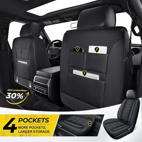 Trucks Seat Covers Fit for Toyota Tacoma 2024 2025 2026 Leather Car Seat Covers for Pick-up Double Cab SR,SR5,TRD Sport,TRD Off-Road,Fully Covered Car Seat Protector (Black,5 Full Set) in Saudi Arabia