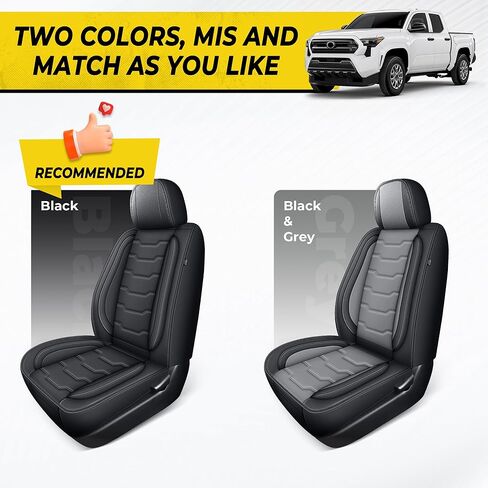 Trucks Seat Covers Fit for Toyota Tacoma 2024 2025 2026 Leather Car Seat Covers for Pick-up Double Cab SR,SR5,TRD Sport,TRD Off-Road,Fully Covered Car Seat Protector (Black,5 Full Set) in Saudi Arabia