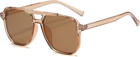 PORADAY ريترو طيار النظارات الشمسية للنساء الرجال العصرية الكلاسيكية 70s إطار مربع نظارات شمسية خمر الطيارين ظلال in Kuwait