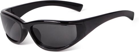 Y2K Wrap Around Sunglasses for Women Men, Rave Festival Hollow-out Lens Thick Frame Futuristic Shades UV Protection in Kuwait