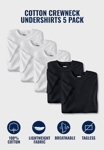 KingSize Men's Big & Tall 5-Pack Cotton Crewneck Undershirts - 9XL, Assorted Colors in Saudi Arabia