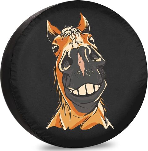 RV غطاء الإطارات الاحتياطية وجه الحصان مضحك مانعة لتسرب الماء والغبار واقية العالمي لمقطورة SUV فان مخيم السفر مقطورة 12 "13" 14 "15" 16 "17 بوصة in Kuwait