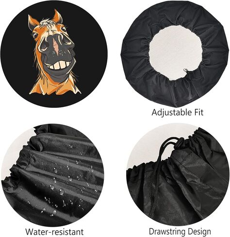 RV غطاء الإطارات الاحتياطية وجه الحصان مضحك مانعة لتسرب الماء والغبار واقية العالمي لمقطورة SUV فان مخيم السفر مقطورة 12 "13" 14 "15" 16 "17 بوصة in Kuwait