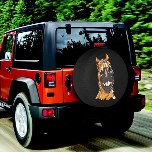 RV غطاء الإطارات الاحتياطية وجه الحصان مضحك مانعة لتسرب الماء والغبار واقية العالمي لمقطورة SUV فان مخيم السفر مقطورة 12 "13" 14 "15" 16 "17 بوصة in Kuwait