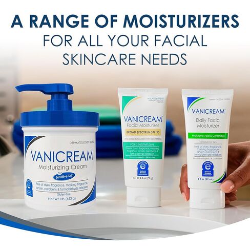 مرطب الوجه اليومي من فانيكريم مع السيراميد وحمض الهيالورونيك - 3 أونصة سائلة - تم تركيبه بدون مهيجات شائعة للأشخاص ذوي البشرة الحساسة in Kuwait