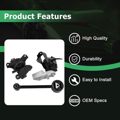 3 قطع حامل محرك المحرك ومجموعة حامل ناقل الحركة المتوافقة مع Mitsubishi Mirage 2014-2022 & Mirage G4 2017-2022 1.2L استبدال 2910A106 1092A096 1093A146 2910A318 8010107 8010104 in Kuwait