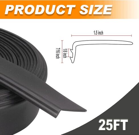 سدادة منزلق RV مقاس 1-1/2 بوصة × 9/16 بوصة × 25 بوصة من المطاط الأسود، سدادة ممسحة منزلق بديلة لتجريد الطقس R854056. (مشبك) in Kuwait