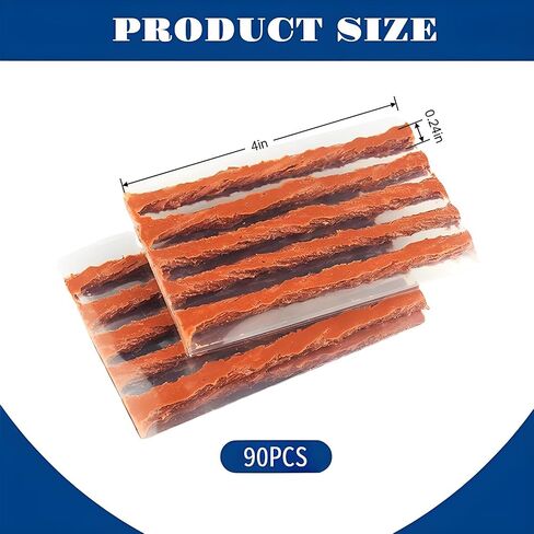 90 قطعة من خيوط إصلاح الإطارات مقاس 4 بوصات، سدادات إصلاح الإطارات لأدوات السيارات باللون البني، سدادات الإطارات شريط إغلاق الإطارات عالي التحمل لإطارات السيارات بدون أنبوب، الدراجة، ATV in Kuwait