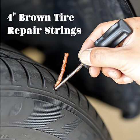 90 قطعة من خيوط إصلاح الإطارات مقاس 4 بوصات، سدادات إصلاح الإطارات لأدوات السيارات باللون البني، سدادات الإطارات شريط إغلاق الإطارات عالي التحمل لإطارات السيارات بدون أنبوب، الدراجة، ATV in Kuwait