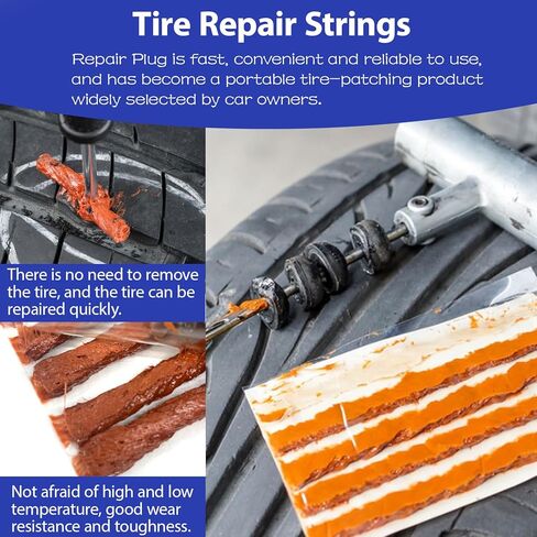 90 قطعة من خيوط إصلاح الإطارات مقاس 4 بوصات، سدادات إصلاح الإطارات لأدوات السيارات باللون البني، سدادات الإطارات شريط إغلاق الإطارات عالي التحمل لإطارات السيارات بدون أنبوب، الدراجة، ATV in Kuwait