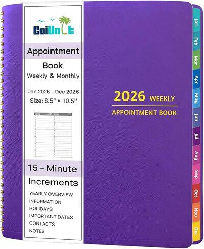 كتاب المواعيد 2025 - مخطط المواعيد مع التوزيع الأسبوعي والشهري، يناير - ديسمبر، 8.5 بوصة × 10.5 بوصة، كبير، بزيادات 15 دقيقة، مخطط يومي 2025 مع جيوب، وعلامات تبويب، وغطاء ناعم مرن in Saudi Arabia