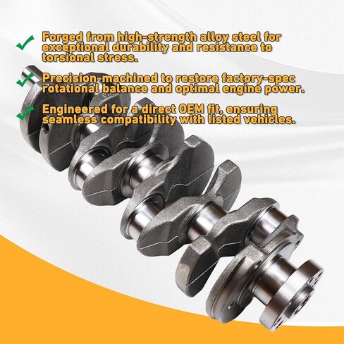 Engine Crankshaft & Bearing Kit Replacement for Hyundai Sonata Tucson Santa Fe Sport 2.4L & Kia Optima Forte Koup Sorento Sportage 2.4L Replace# 23111-2G200 23111-2G230 72RZ6-2GF00 in Kuwait