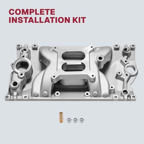 2028 7516 52028 مشعب السحب من الألومنيوم ذو فجوة هوائية مزدوجة المستوى متوافقة مع محرك Chevy Vortec 1996-up SBC 283 307 350 327 محرك 1500-6500 دورة في الدقيقة، فضي in Kuwait