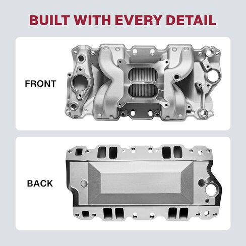 2026 7501 أداء ألومنيوم مشعب السحب ثنائي المستوى متوافق مع محرك Chevy Small Block SBC 1955-86 262 265 267 283 302 305 307 327 350 400 V8، فضي in Kuwait