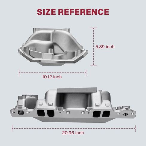 2026 7501 أداء ألومنيوم مشعب السحب ثنائي المستوى متوافق مع محرك Chevy Small Block SBC 1955-86 262 265 267 283 302 305 307 327 350 400 V8، فضي in Kuwait