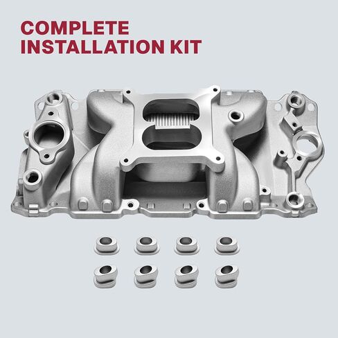 2026 7501 أداء ألومنيوم مشعب السحب ثنائي المستوى متوافق مع محرك Chevy Small Block SBC 1955-86 262 265 267 283 302 305 307 327 350 400 V8، فضي in Kuwait