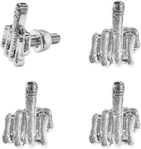 4PCS License Plate Bolts, Finger Style Stainless Steel Car Tag Frame Screw Fasteners Kit, Cool Funny Screws Nuts Caps for Truck SUV Motorcycle Licence Plate Windshield Trim (Black) in Kuwait