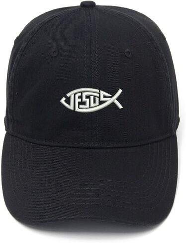 Jesus Christian Fish Embroidered Mens Baseball Cap Cotton Washed Baseball Hat in Saudi Arabia