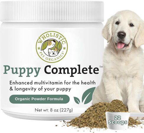 Wholistic Pet Organics Puppy Vitamins - 1 Lb - Coat Support Powder for Dogs, Dog Itching Skin Relief Powder, Skin and Coat Supplement with Omega 3 in Kuwait