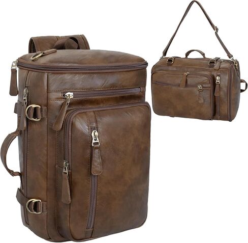 حقيبة ظهر للكمبيوتر المحمول من الجلد النباتي تناسب جهاز كمبيوتر محمول مقاس 16 بوصة ‌3 في 1 حقيبة ظهر قابلة للتحويل للسفر مقاومة للماء للرجال، معتمدة من إدارة أمن المواصلات (أسود) in Kuwait