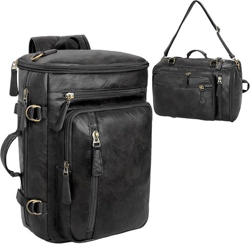 Vegan Leather Laptop Backpack fit 16 Inch Laptop ‌3-in-1 Convertible Travel Waterproof Backpack for Men, TSA Approved (Black) in Saudi Arabia