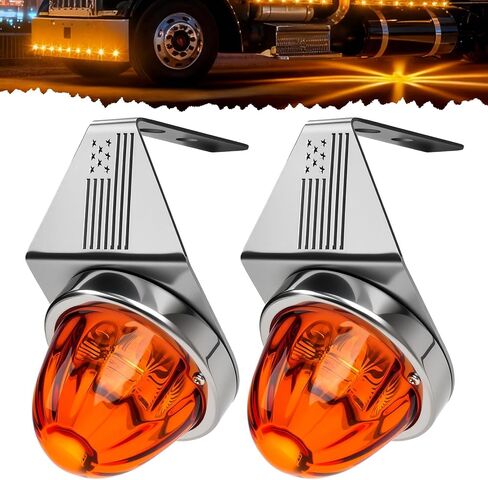 HOCHO العنبر الزجاج عدسة أضواء البطيخ مع قوس، ترقية + 200٪ أكثر سطوعا جميع مختومة للماء 9-48V LED علامة بدوره أضواء الإشارة لشبه شاحنة كينورث بيتربيلت الشحن in Kuwait