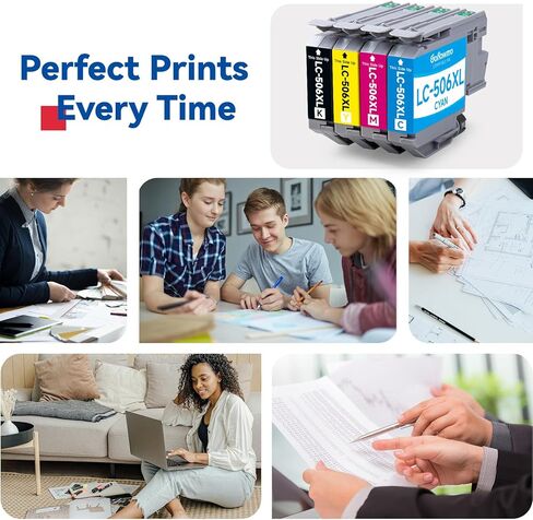 خراطيش حبر LC506XL LC506 لخراطيش حبر Brother LC 506 XL 506XL LC506XL متوافقة مع طابعة سلسلة Brother MFC-J4355DW MFC-J4555DW MFC-J4557DW (4 عبوات عالية الإنتاجية، BK/C/M/Y) in Kuwait