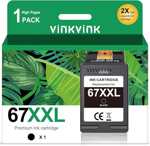 67XXL Ink Cartridge Black Replacement for HP 67 67XL Work for DeskJet 2755 2723 DeskJet Plus 4152 4155 Envy Pro 6458 6052 Printer (Black) in Kuwait