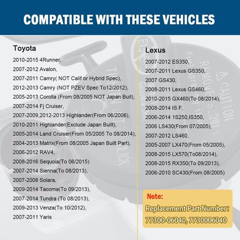 غطاء خزان الوقود غطاء الغاز 77300-06040 متوافق مع 2004-2015 تويوتا لكزس كامري كورولا تاكوما 4 رانر تندرا هايلاندر سيينا RAV4 أفالون فينزا ياريس إف جي كروزر لاند كروزر سيكو in Kuwait