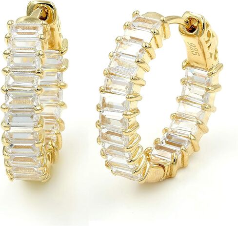 20 ملم مطلية بالذهب عيار 14 قيراط وفضة استرليني عيار 925 داخل وخارج مكعب زركونيا in Kuwait