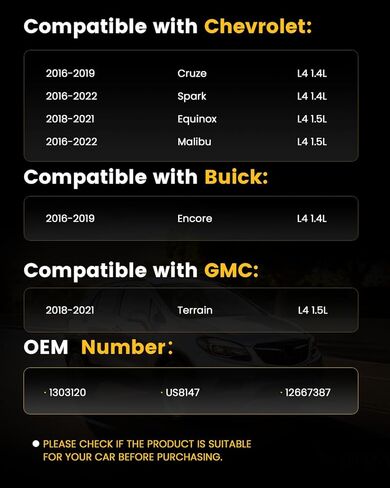 Engine Water Pump Compatible with Buick Encore 2016-2019, Chevrolet Cruze 2016-2019, Spark 2016-2022, Equinox 2018-2021, Malibu 16-22, GMC Terrain 2018-2021, L4 1.4L/1.5L, 130-3120 12667387 in Kuwait