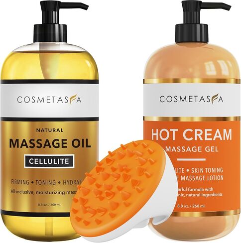 Cellulite Massage Oil & Hot Cream - 100% Natural Cellulite Oil & Gel, Highly Absorbable, Firm, Tone, Tighten & Moisturize Skin - Soothes Muscles 8.8 oz in Kuwait