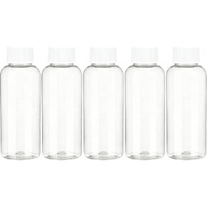 زجاجات غسول الفم الفارغة بحجم السفر 3.4 أونصة، غطاء لولبي أبيض، حاويات أدوات الزينة الشفافة، 5 عبوات in Kuwait