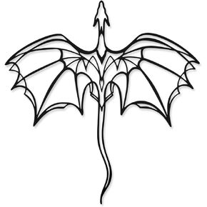 YATEASLU Line Art Dragon Silhouette Metal Wall Decor- Fantasy Winged Dragon Art for Home, Indoor Outdoor Decor (11.81"x11.42", Black) in Kuwait