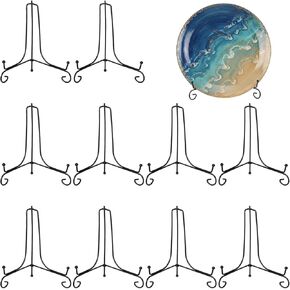 10 Pack Iron Display Stand 10“ Plate Picture Photo Stand for Display, Black Foldable Easel Holder Stand Decorative Metal Plate Holders Display Stand for Photo Frame Book Card Collection Office in Kuwait