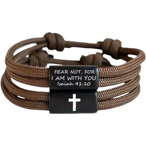 RENYILIN Religious Prayer Umbrella Rope Woven Bracelet, Christian Inspirational Quote Cross Cuff, Baptism Faith Bible Scripture Jewelry in Kuwait