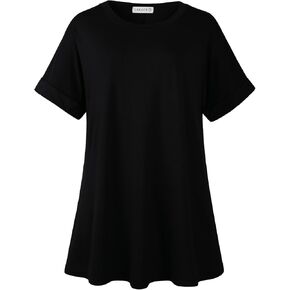 LARACE Plus Size Tunic Tops for Womens Summer Shirts Roll Up Short Sleeves Blouses Loose Fit Tee Shirts Womens Casual Tops in Kuwait