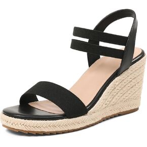 mikarka Wedges Sandals for Women - Elastic Strap Espadrilles Wedges, Slip On Open Toe Platform Sandals for Dressy Casual Summer Shoes in Saudi Arabia