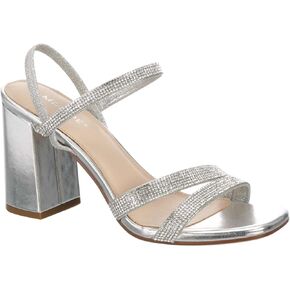 Maripe Lilyana - Women's Open Square Toe Strappy Slingback Heeled Dress Sandals Silver, Size 7.0 Medium Width in Kuwait