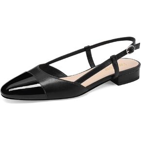 Vaslemuse Slingback Flats for Women Two Toned Double Strap Block Low Heel Flats Classic Womens Sandals Comfortable Dressy in Saudi Arabia