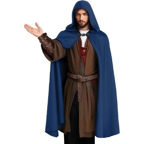 nezababycos Medieval Velvet Cloak with Hood, Renaissance Hooded Cape Knight Wizard Costume Robe Men Women for Halloween in Kuwait