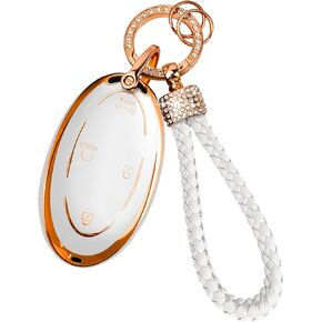 غطاء مفتاح من مادة TPU من Diamond Rope - حماية كاملة 360 درجة لعام 2022 2023 2024 2025 2026 Hyundai Elantra، Sonata، Ioniq 6، Santa Fe، Tucson، Kona (رمادي ذهبي، 5 أزرار) in Kuwait