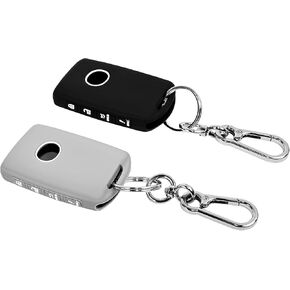 2 Pcs 4 Buttons Silicone Rubber Key Fob Cover with Keychain Compatible for 2025 2024-2019 Mazda CX-5 CX-30 CX-50 CX70 CX90 3 6 CX-9 MX-5 Miata (Black+Grey) in Kuwait