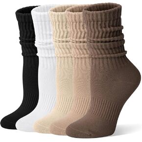 5 Pairs Slouchy Socks for Women, Scrunch Slouch Crew Cotton Calf Soft Tube Boot Casual Socks in Saudi Arabia