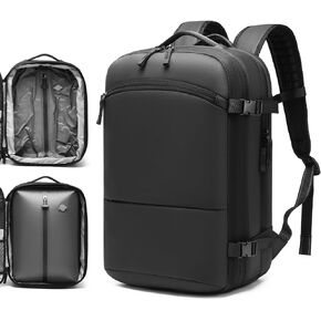 حقيبة ظهر للسفر بختم فراغ، 35 لتر قابلة للتوسيع، ضغط الهواء، مقاومة للماء، قابلة للحمل، حقيبة ظهر للكمبيوتر المحمول للأعمال مقاس 17 بوصة للنساء والرجال، أسود in Kuwait