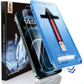 MAGIC JOHN 2 Pack for iPhone 12 Pro Max 6.7 inch Tempered Glass Screen Protector, Auto Dust-Elimination Installation, Bubble Free, HD Clear, Easy Installation in Kuwait