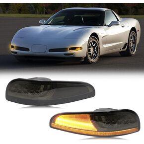 LED Front Corner Light Compatible with Corvette C5 1997-2004, Smoke Bumper Turn Signal Parking Lights Lamps Replacement 10301357, 10301356 in Kuwait