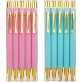 أقلام ذهبية جميلة باللون الوردي والأخضر، 10 عبوات، كتابة سلسة، مجموعة أقلام جل باستيل، أفضل أقلام الهدايا الملونة، قلم تدوين الحبر الأسود مقاس 0.5 مم، لوازم مكتبية للنساء والرجال in Kuwait