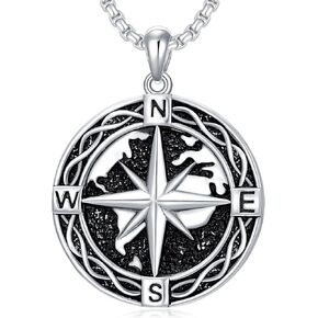 Masonic/Compass Necklace 925 Sterling Silver Pendant Necklace Jewelry Gifts for Men Women Valentine's Day Gifts(with Gift Box) in Kuwait
